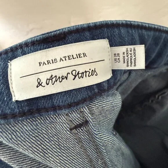 & OTHER STORIES High Waisted Wide Leg Flared Jeans. New Blue 28 - Picture 12 of 13